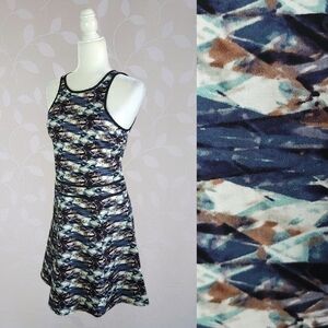 Abstract Print Sleeveless Fit & Flare Dress | Y2K Indie Skater Style | Size M